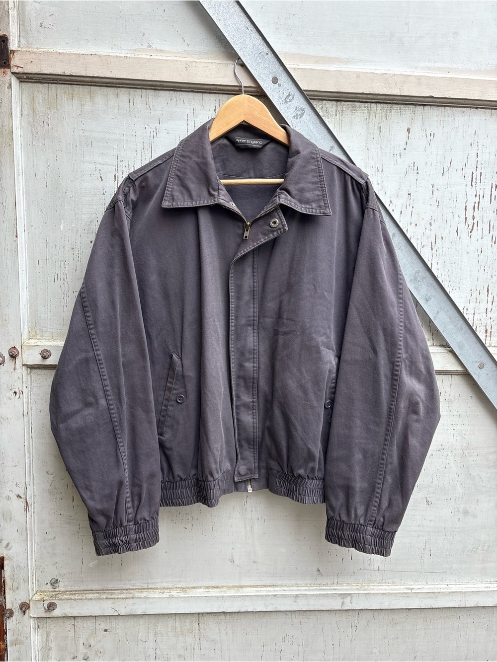 Vintage 90s Peter England Gray Zip Up Military Style Bomber Jacket Men’s L